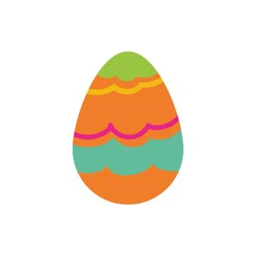 Easter egg painted with waves lines flat style 스톡 일러스트