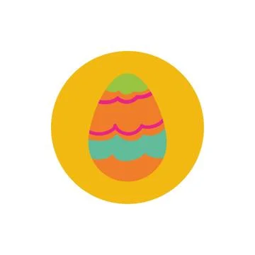 Easter egg painted with waves lines block and flat style イラスト素材