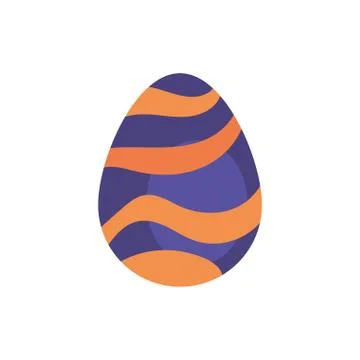 Easter egg painted with waves stripes flat style 스톡 일러스트