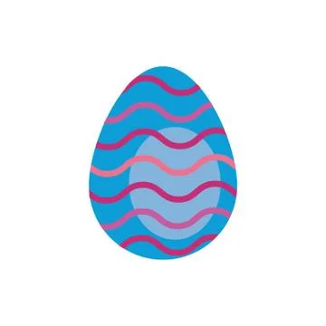 Easter egg painted with waves stripes flat style 스톡 일러스트