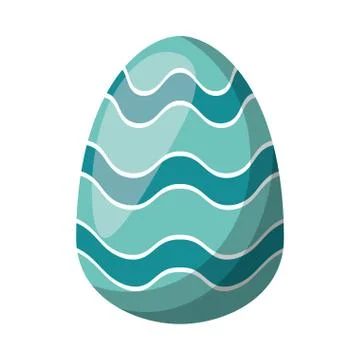 Easter egg painted with waves stripes flat style Stock Illustration