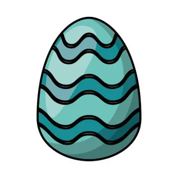 Easter egg painted with waves stripes flat style Stock Illustration