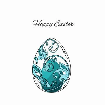 Easter egg painted on a white background. Egg pattern with a beautiful ethnic 스톡 일러스트