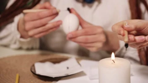 Easter egg painting workshop. Stock Footage 170597493