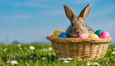 Easter egg panettone bread cake background Happy easter spring holiday tulip Stock Photos