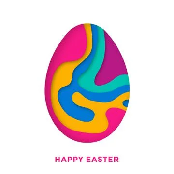 Easter egg paper cut design for Happy Easter greeting card. Vector card desig Stock Illustration