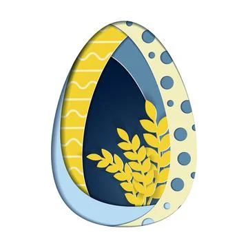 Easter egg in paper cut style.  Stock Illustration
