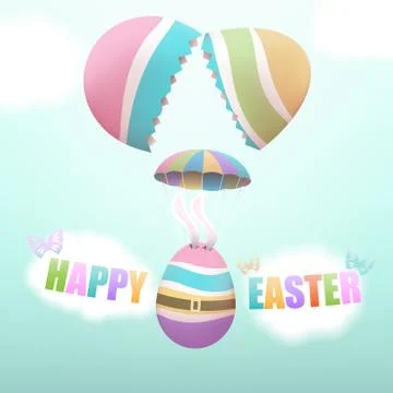 Easter egg parachuting from broken egg Stock Illustration