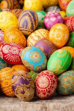 Easter egg, Paschal egg, decorated with beeswax - to celebrate Easter 스톡 사진