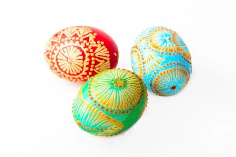 Easter egg, Paschal egg, decorated with beeswax - to celebrate Easter Stock Photos