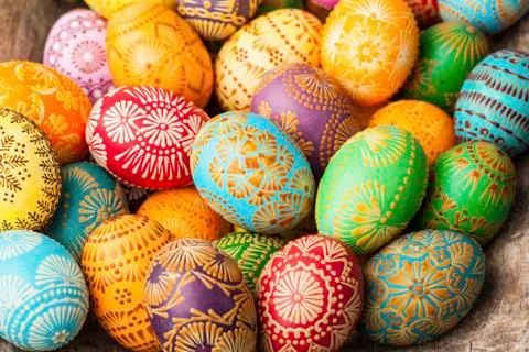 Easter egg, Paschal egg, decorated with beeswax - to celebrate Easter 스톡 사진