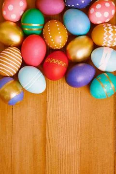 Easter egg, pattern and decoration design for chocolate season with presents or Stock Photos
