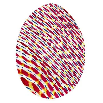 Easter egg with a pattern of blue red and yellow stripes. Stockillustratie