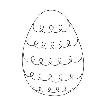Easter egg with pattern. Continuous one line drawing. Vector illustration on Stock Illustration