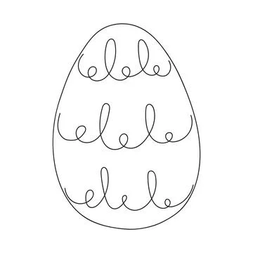 Easter egg with pattern. Continuous one line drawing. Vector illustration on Stock Illustration