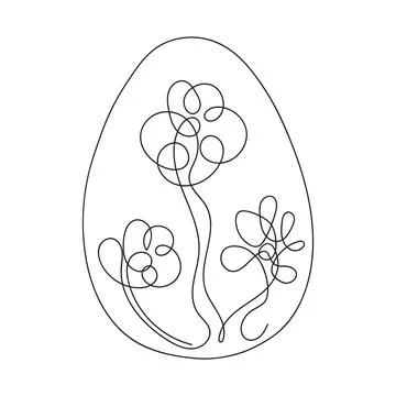 Easter egg with pattern. Continuous one line drawing. Vector illustration on  Stock Illustration