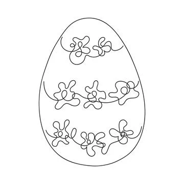 Easter egg with pattern. Continuous one line drawing. Vector illustration on  Stock Illustration
