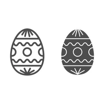 Easter egg with pattern line and solid icon. Traditional eggs gift with circles Illustrazione stock