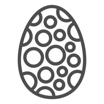 Easter egg with pattern line icon. Traditional easter eggs with circles outline Stock Illustration