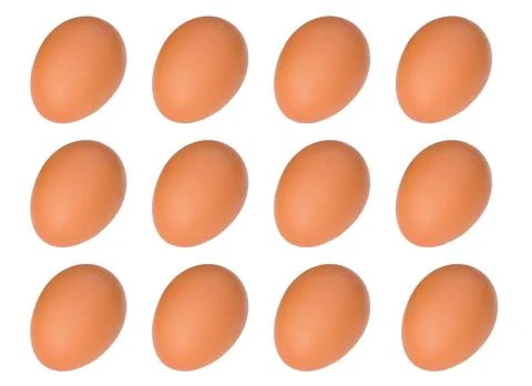 Easter Egg pattern: raw chicken eggs on white background. Top view, healthy f Stock Photos