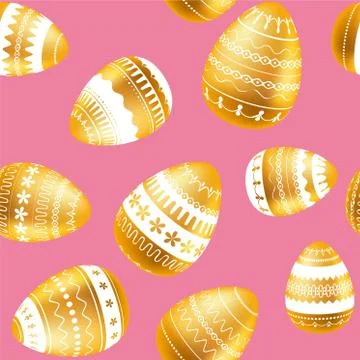 Easter egg. Pattern with realistic Easter eggs. Seamless texture vector illus 스톡 일러스트