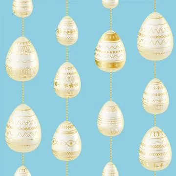 Easter egg. Pattern with realistic Easter eggs. Seamless texture vector illus Stock Illustration