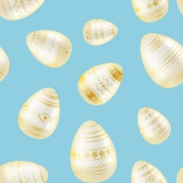 Easter egg. Pattern with realistic Easter eggs. Seamless texture vector illus Stock Illustration