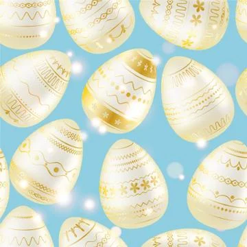 Easter egg. Pattern with realistic Easter eggs. Seamless texture vector illus Stock Illustration