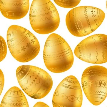 Easter egg. Pattern with realistic Easter eggs. Seamless texture vector illus イラスト素材