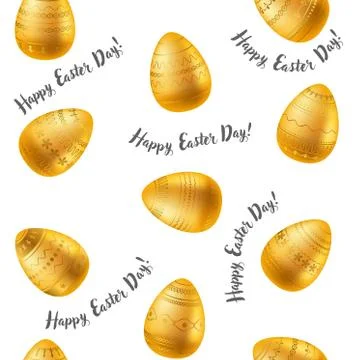 Easter egg. Pattern with realistic Easter eggs. Seamless texture vector illus イラスト素材