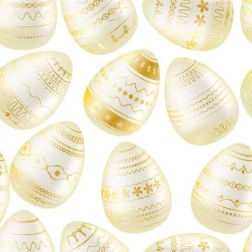 Easter egg. Pattern with realistic Easter eggs. Seamless texture vector illus Stock Illustration