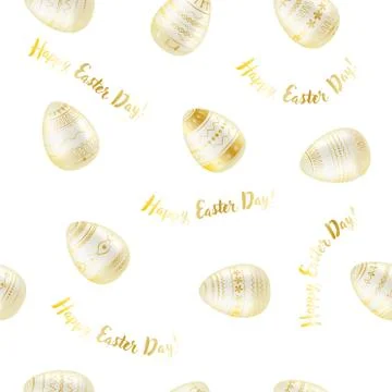 Easter egg. Pattern with realistic Easter eggs. Seamless texture vector illus Stock Illustration