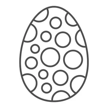 Easter egg with pattern thin line icon. Traditional easter eggs with circles イラスト素材