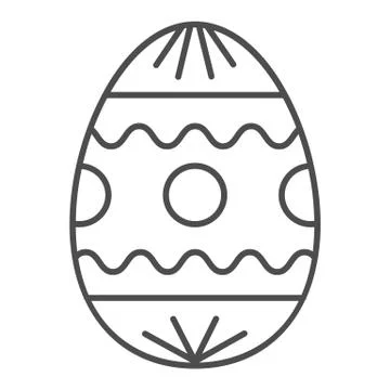 Easter egg with pattern thin line icon. Traditional egg gift with circles and Stock Illustration