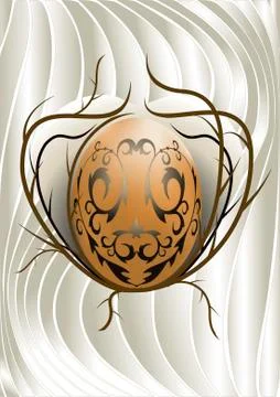 Easter egg with  pattern of thorny twig Stock Illustration