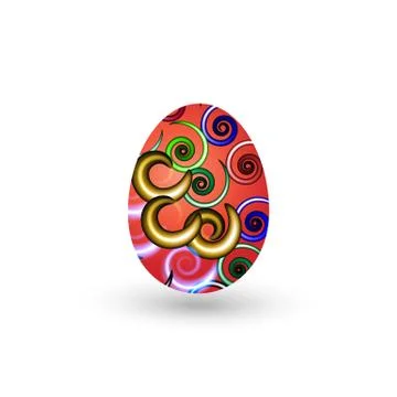 Easter egg with a pattern on a white background. Vector illustration. 스톡 일러스트