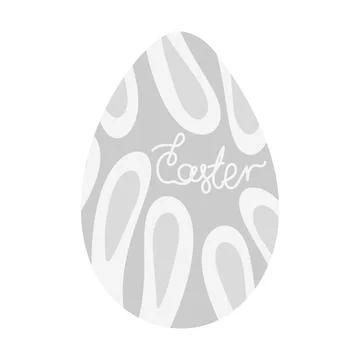 Easter egg patterned bunny ears and lettering Easter in grayscale. Greeting Stock Illustration