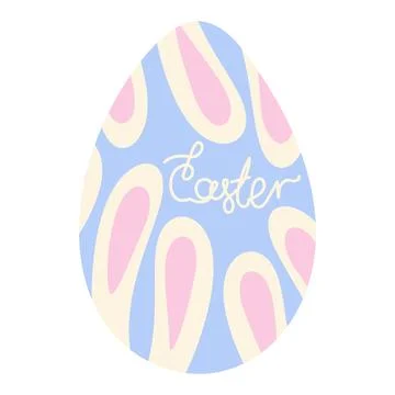 Easter egg patterned hand drawn lettering Easter and bunny ears in trendy soft Stockillustratie