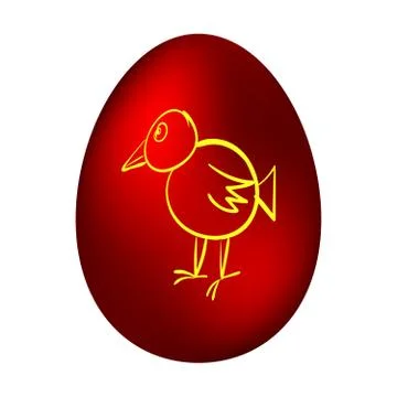 Easter egg with a picture of a chicken Stock Illustration