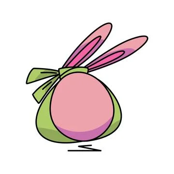 Easter egg is pink and resembles a bunny flat vector illustration. 库存插图