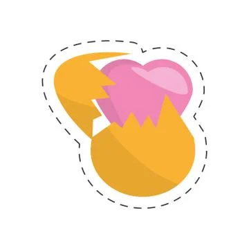 Easter egg with pink heart - cut line Stock Illustration