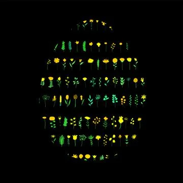 The Easter egg of plants and flowers. Vector illustration. Illustrazione stock