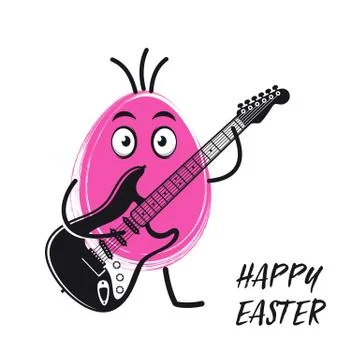 Easter egg playing electric guitar funny vector Illustrazione stock