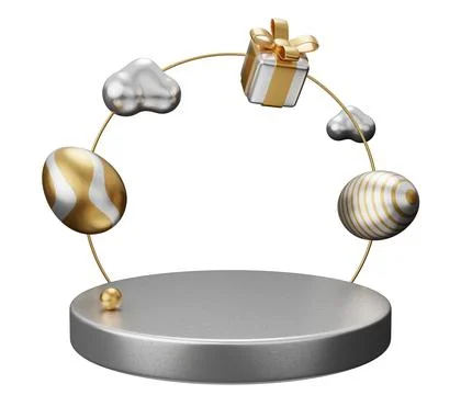 Easter egg podium arch 3d render Stock Illustration