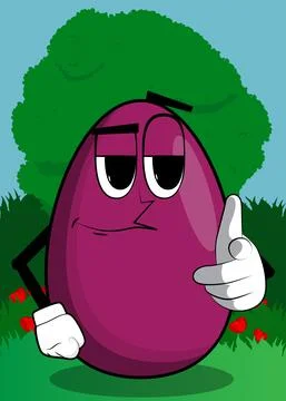 Easter Egg pointing at the viewer with his hand. Cartoon character with funny 库存插图