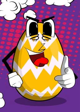 Easter Egg pointing at the viewer with his hand. Cartoon character with funny Stock Illustration