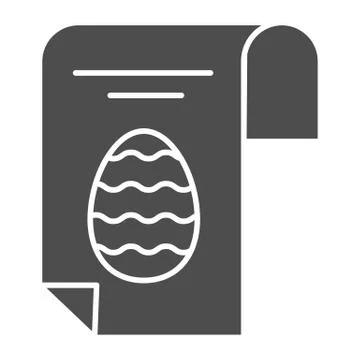 Easter egg poster solid icon. Happy Easter greeting card with eggs and text Stock Illustration