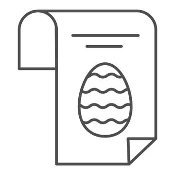 Easter egg poster thin line icon. Happy Easter gift card with eggs and text Stock Illustration