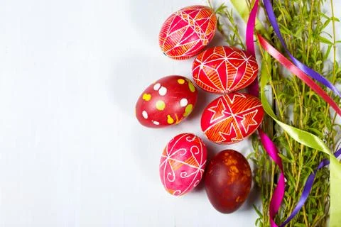 Easter egg Pysanka on a white background. Stock-Fotos