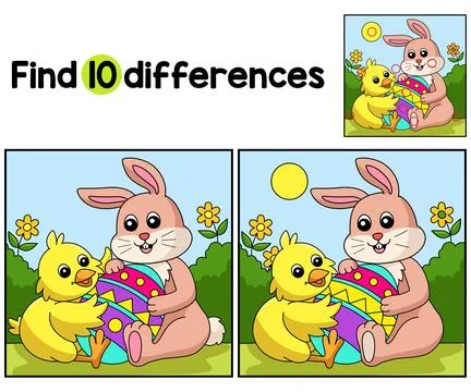 Easter Egg Rabbit And Chick Find The Differences Stock Illustration